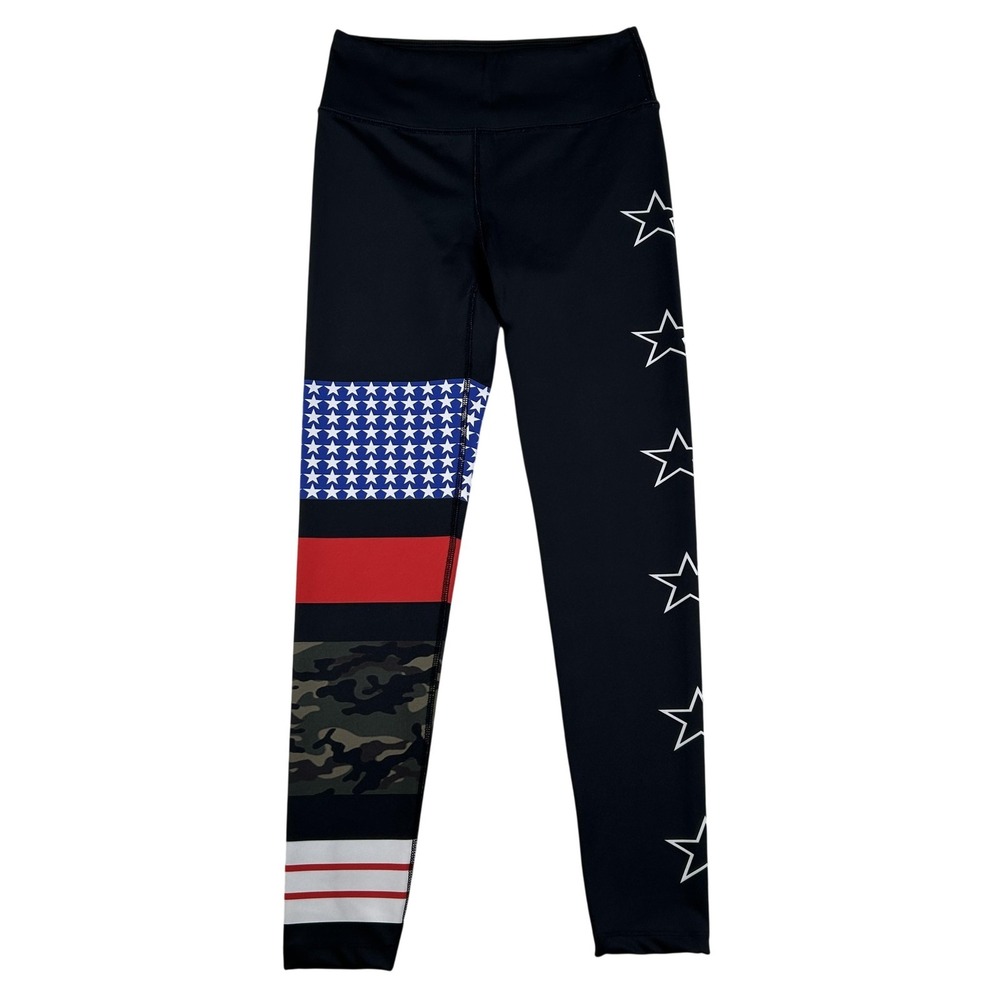 Noli Leggings Womens Small Patriotic Stars Camo Stripe Ankle Active Yoga USA